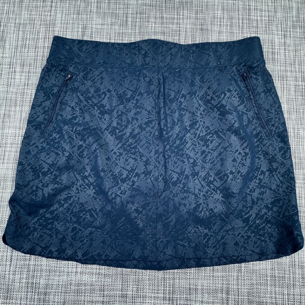 Orvis Women's Skort Active Skirt Zipper Pockets Abstract Print Navy Blue Size XL